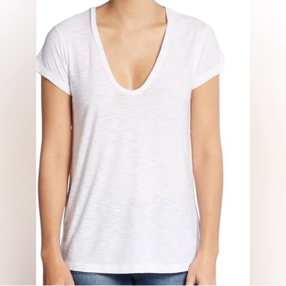 James Perse Scoop Neck White Tee Size 1 Small - Picture 1 of 4